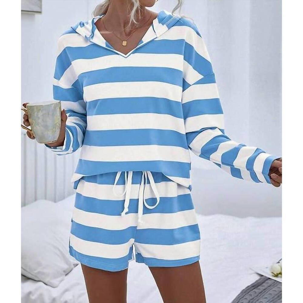 NEW SUPREME FASHION coastal lounge two piece set in blue